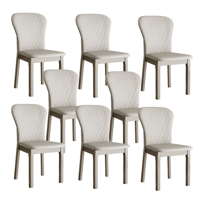 Rubberwood Modern Dining Chair Faux Leather Solid Back Side Chair