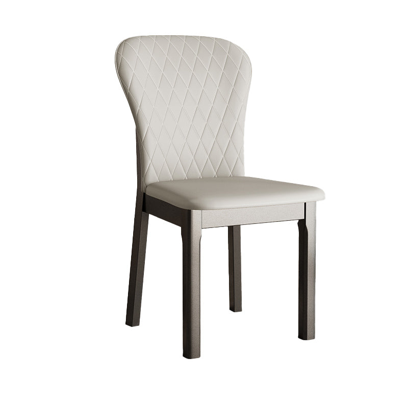Rubberwood Modern Dining Chair Faux Leather Solid Back Side Chair