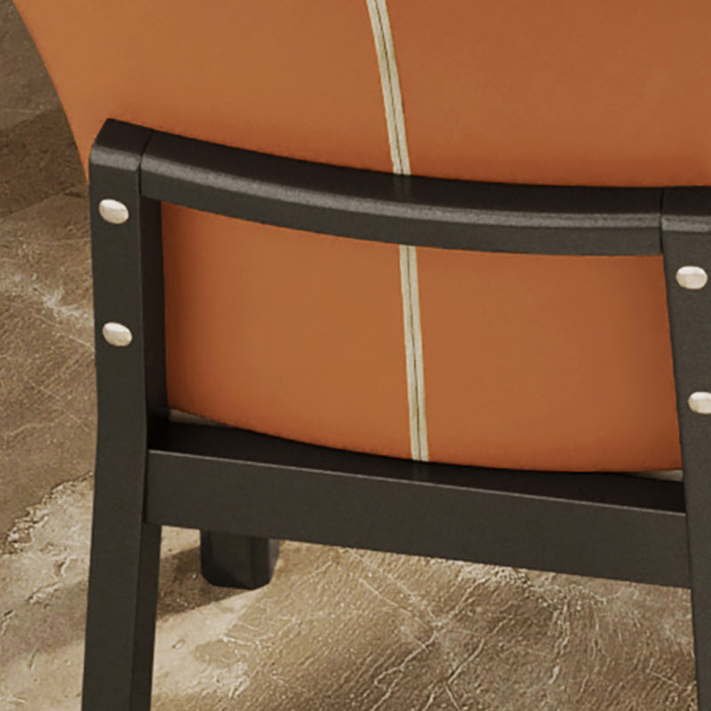 Rubberwood Modern Dining Chair Faux Leather Solid Back Side Chair