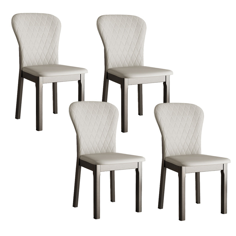 Rubberwood Modern Dining Chair Faux Leather Solid Back Side Chair