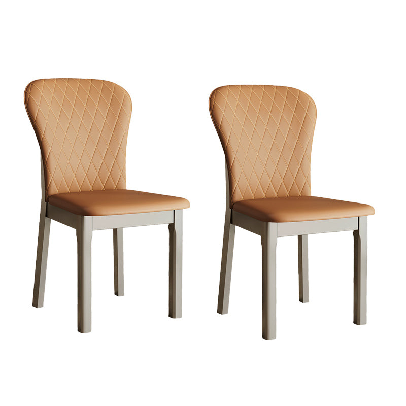 Rubberwood Modern Dining Chair Faux Leather Solid Back Side Chair