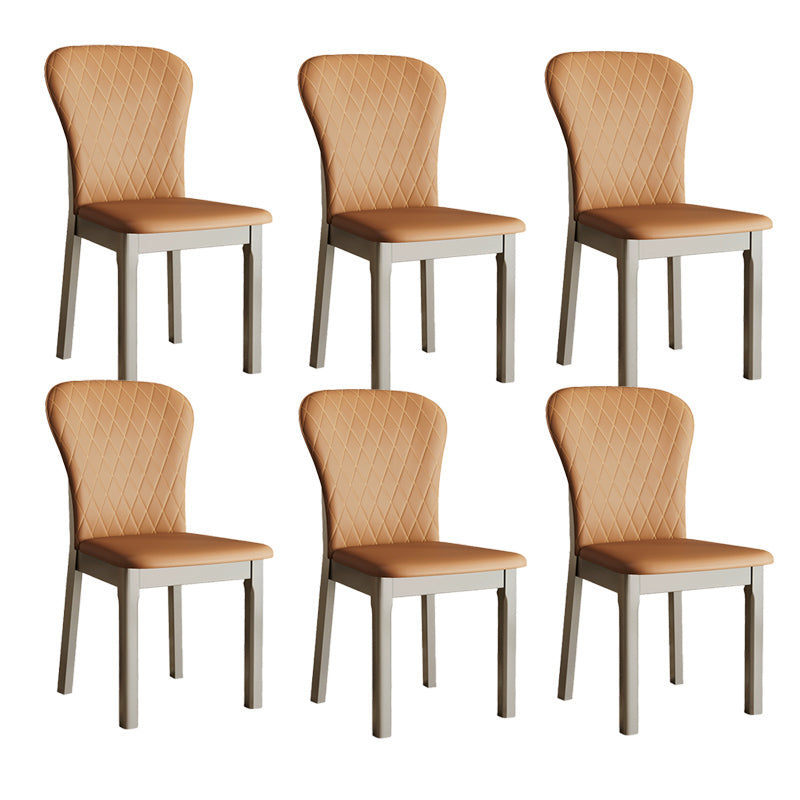 Rubberwood Modern Dining Chair Faux Leather Solid Back Side Chair