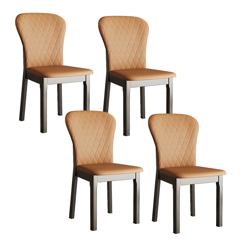 Rubberwood Modern Dining Chair Faux Leather Solid Back Side Chair