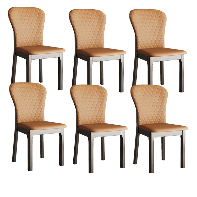 Rubberwood Modern Dining Chair Faux Leather Solid Back Side Chair