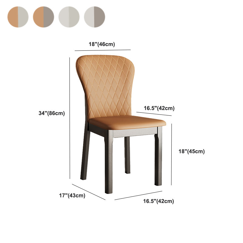 Rubberwood Modern Dining Chair Faux Leather Solid Back Side Chair