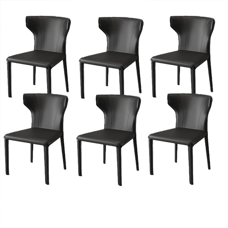 Modern Style Wingback Dining Chairs Faux Leather Home Side Chair