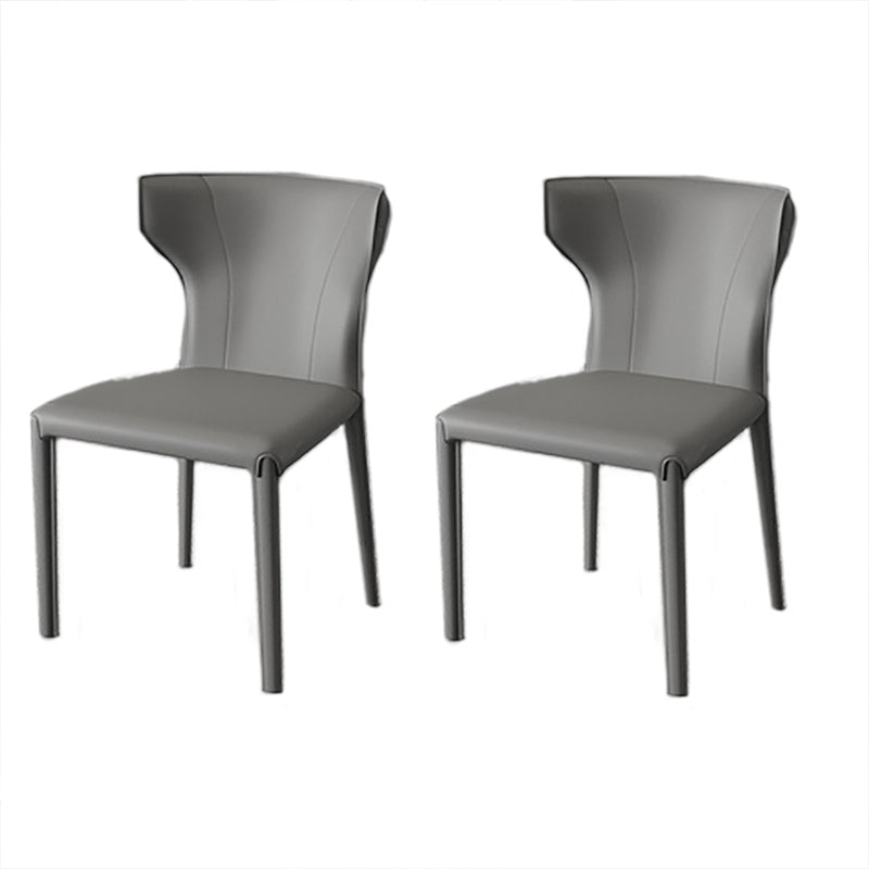 Modern Style Wingback Dining Chairs Faux Leather Home Side Chair