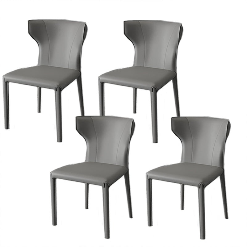 Modern Style Wingback Dining Chairs Faux Leather Home Side Chair