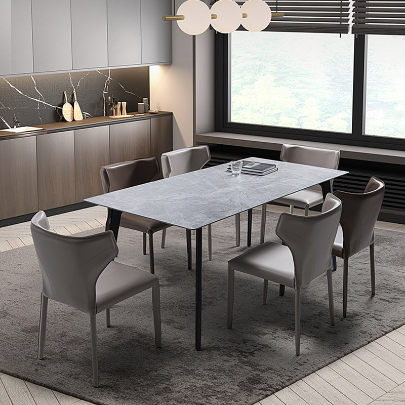 Modern Style Wingback Dining Chairs Faux Leather Home Side Chair