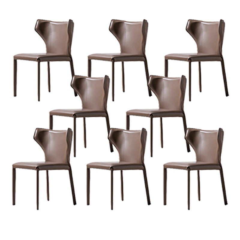 Modern Style Wingback Dining Chairs Faux Leather Home Side Chair