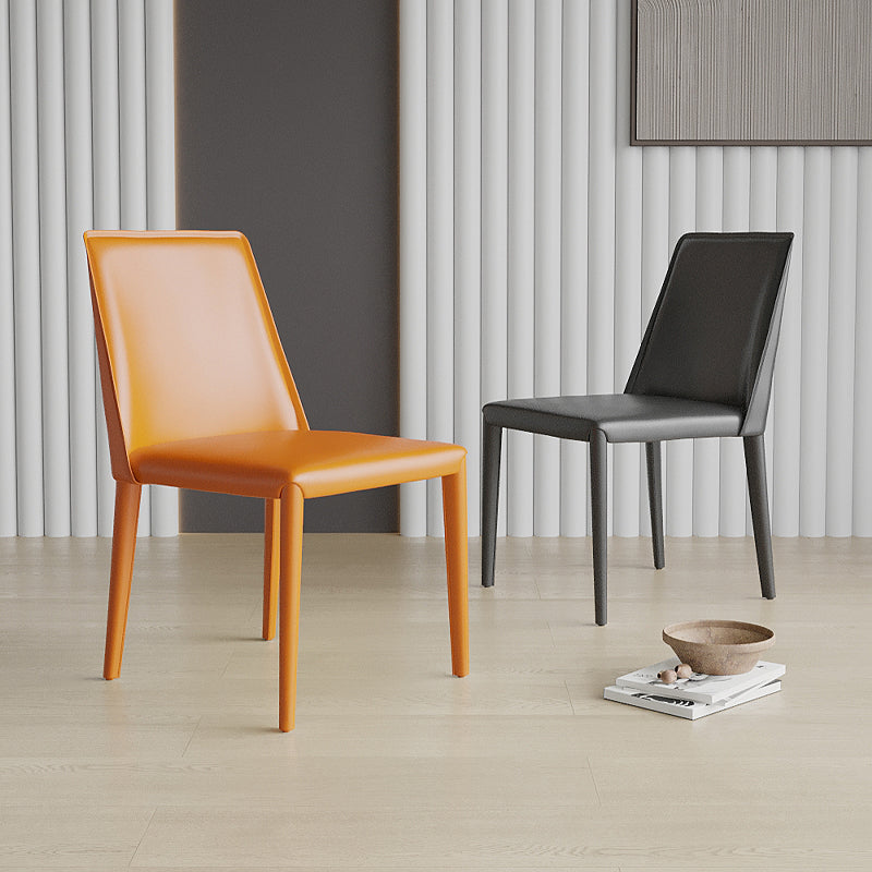 Low Back Armless Dining Chairs Modern Faux Leather Side Chair