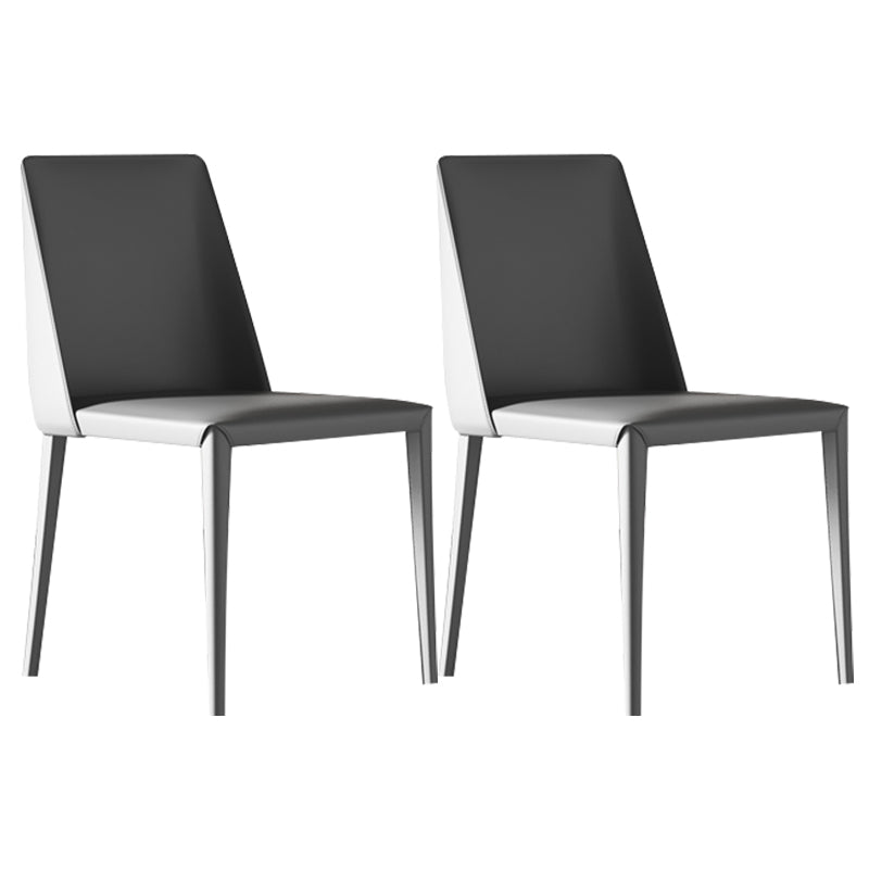 Low Back Armless Dining Chairs Modern Faux Leather Side Chair