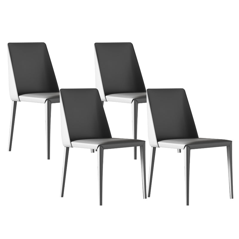 Low Back Armless Dining Chairs Modern Faux Leather Side Chair