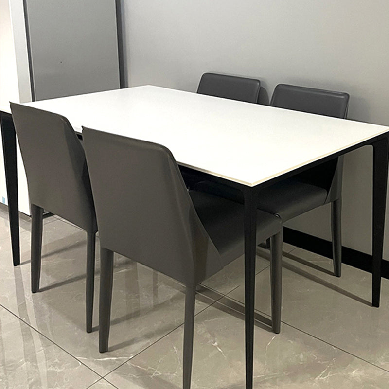 Low Back Armless Dining Chairs Modern Faux Leather Side Chair