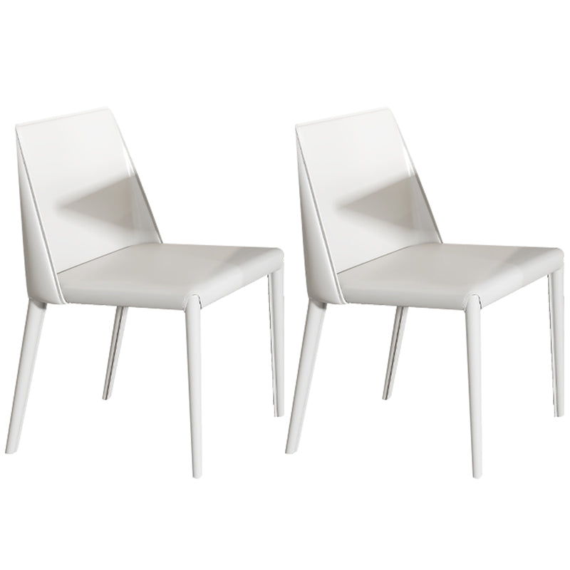 Low Back Armless Dining Chairs Modern Faux Leather Side Chair