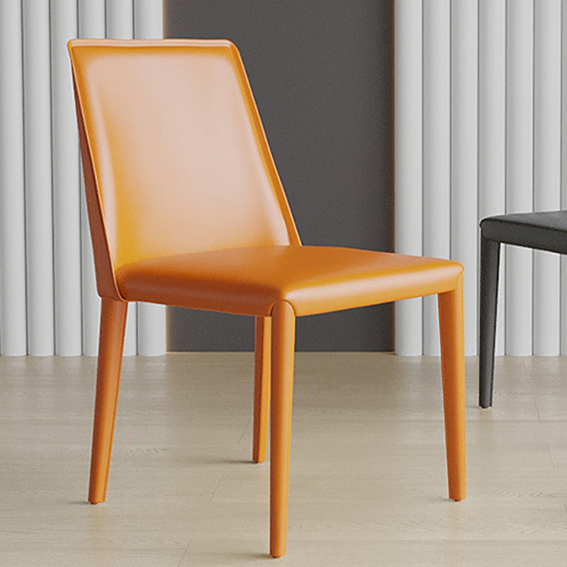Low Back Armless Dining Chairs Modern Faux Leather Side Chair