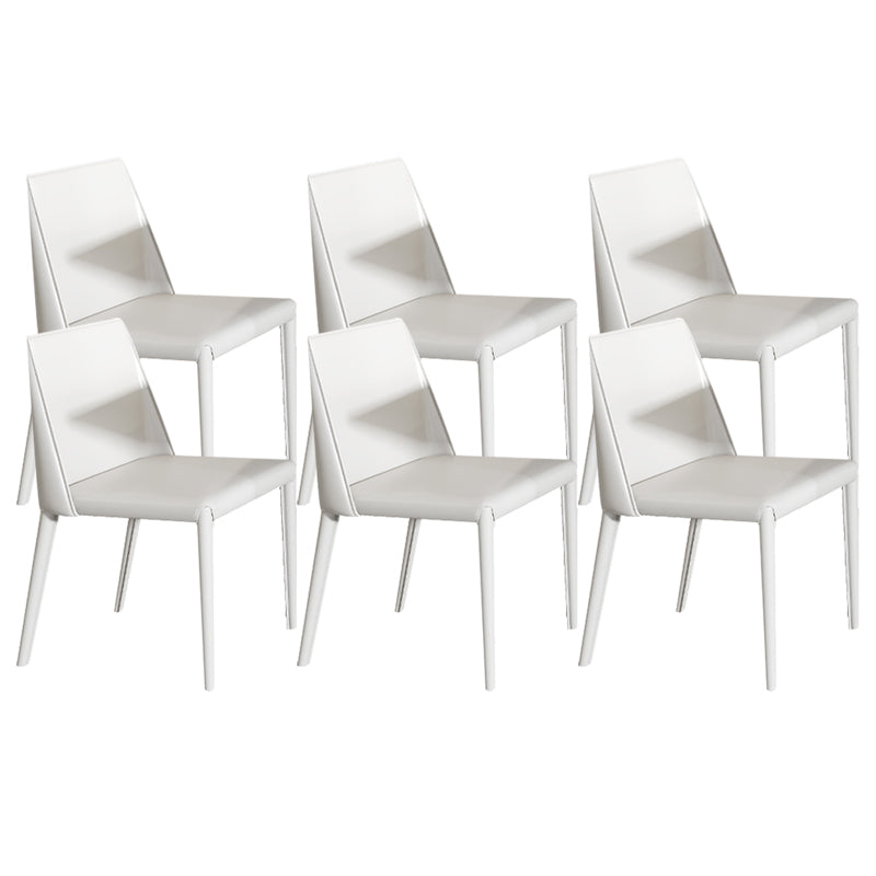 Low Back Armless Dining Chairs Modern Faux Leather Side Chair