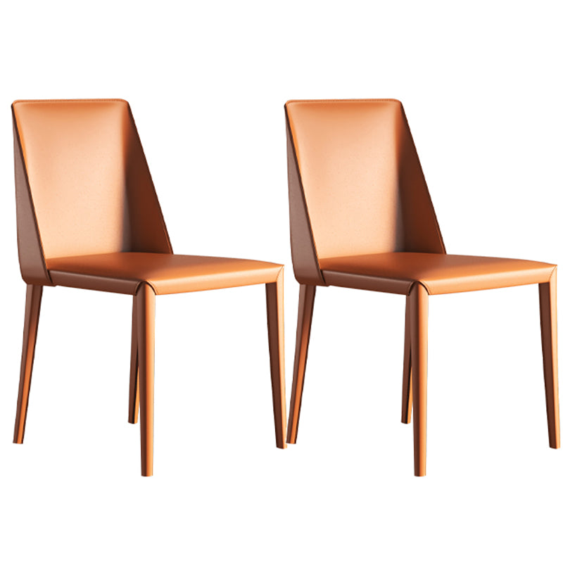 Low Back Armless Dining Chairs Modern Faux Leather Side Chair