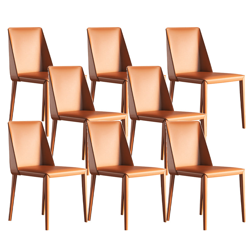 Low Back Armless Dining Chairs Modern Faux Leather Side Chair
