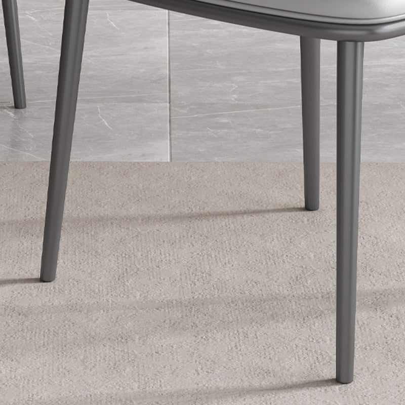 Modern Indoor Side Chair with Grey Metal Legs Faux Leather Dining Chair for Home