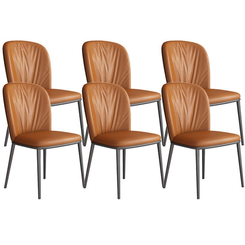 Modern Indoor Side Chair with Grey Metal Legs Faux Leather Dining Chair for Home