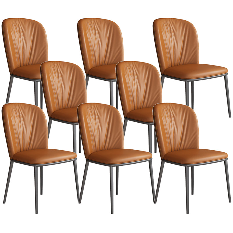 Modern Indoor Side Chair with Grey Metal Legs Faux Leather Dining Chair for Home