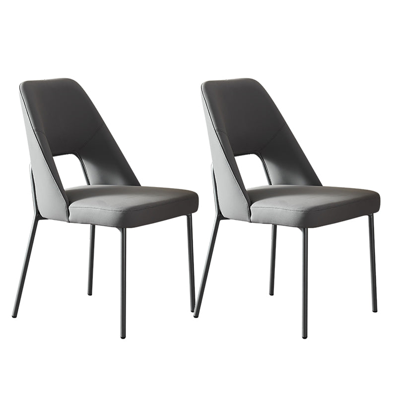 Open Back Side Chair for Home Faux Leather Modern Dining Chair with Black Legs
