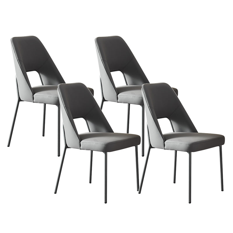 Open Back Side Chair for Home Faux Leather Modern Dining Chair with Black Legs