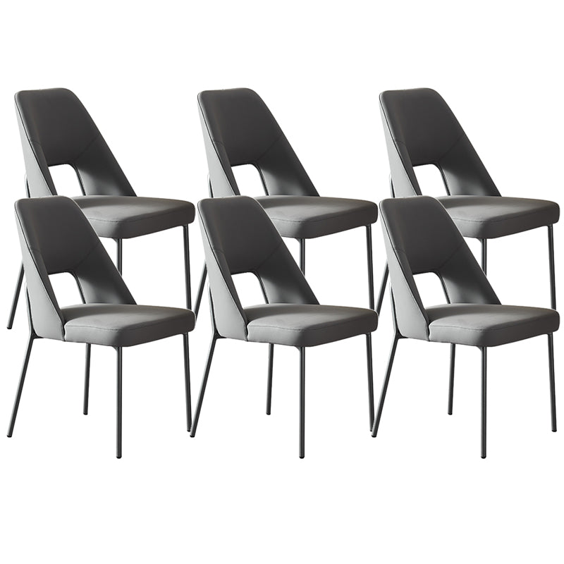 Open Back Side Chair for Home Faux Leather Modern Dining Chair with Black Legs