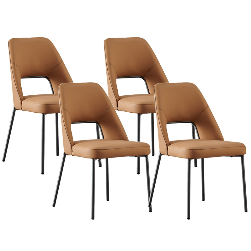 Open Back Side Chair for Home Faux Leather Modern Dining Chair with Black Legs