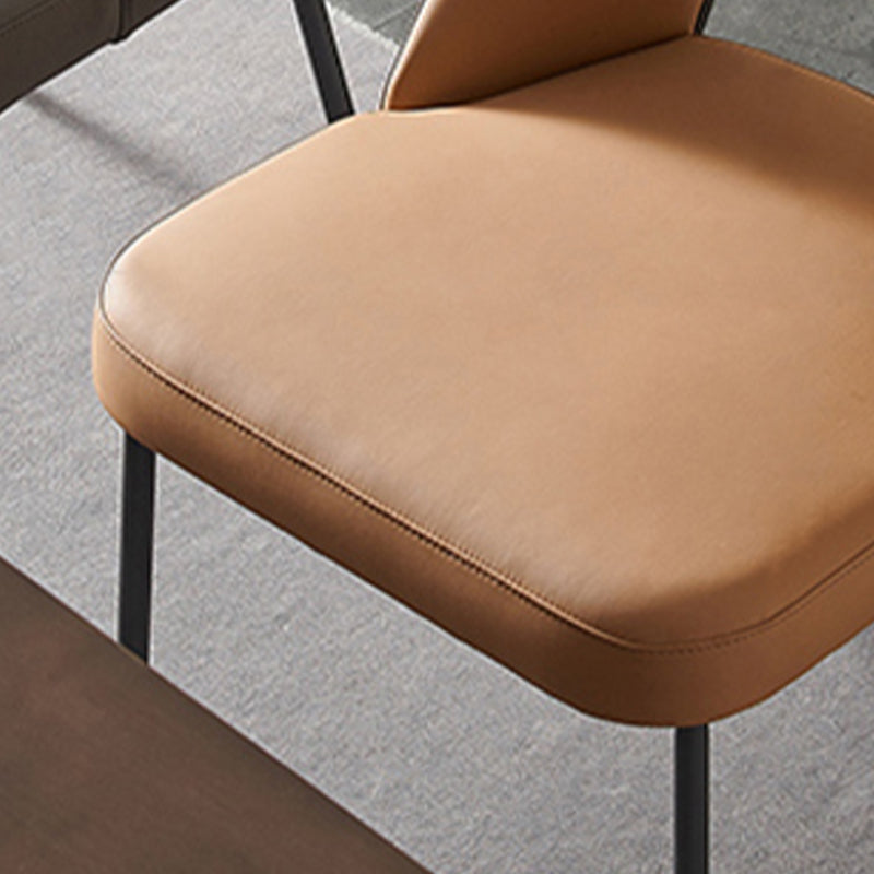 Open Back Side Chair for Home Faux Leather Modern Dining Chair with Black Legs