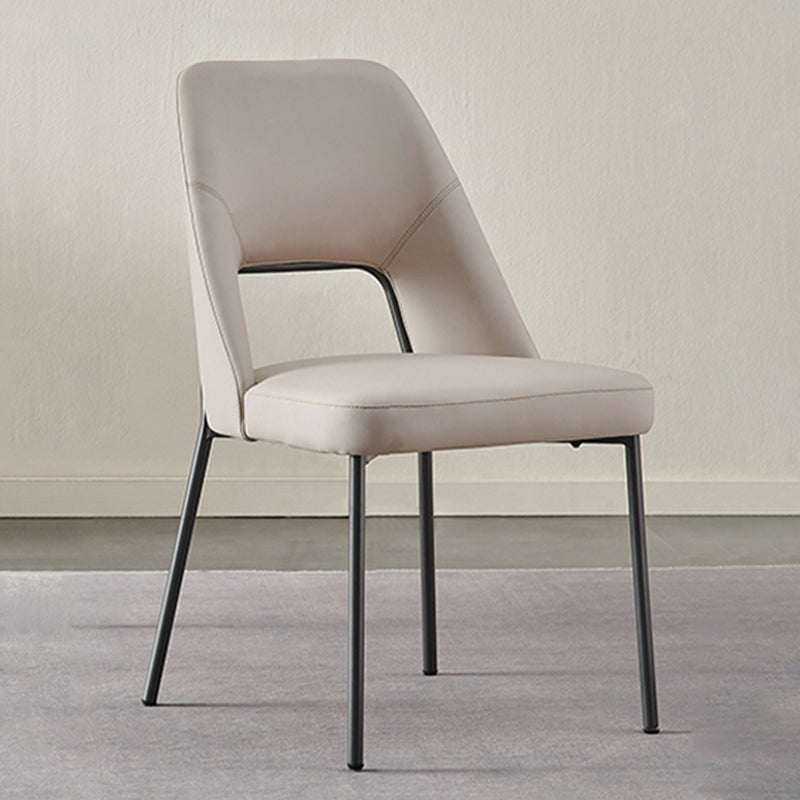 Open Back Side Chair for Home Faux Leather Modern Dining Chair with Black Legs