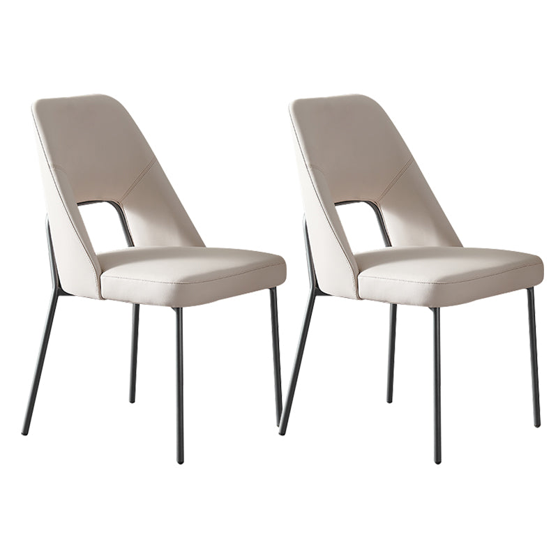 Open Back Side Chair for Home Faux Leather Modern Dining Chair with Black Legs