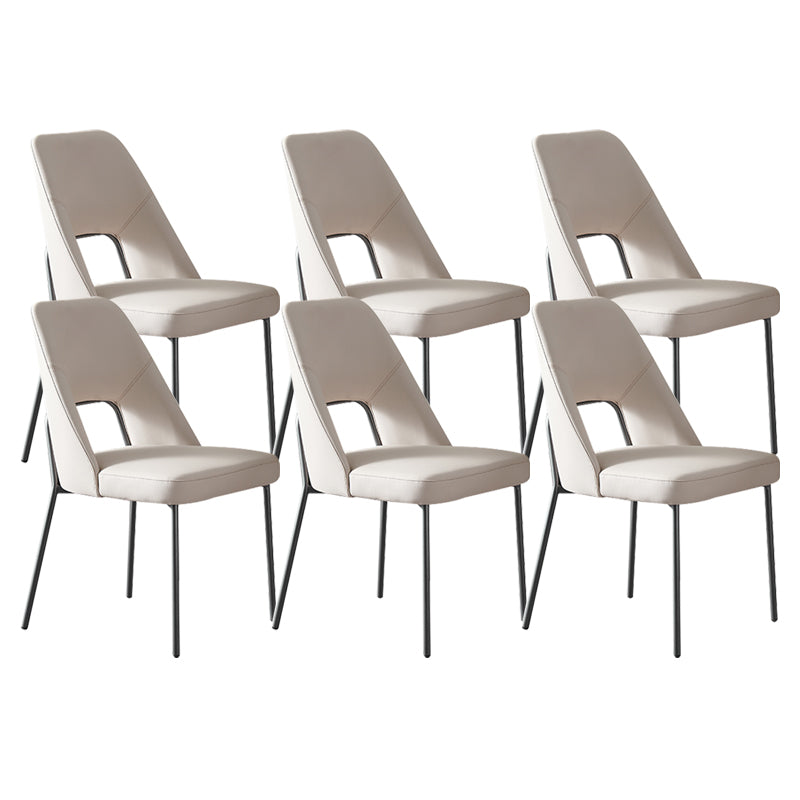 Open Back Side Chair for Home Faux Leather Modern Dining Chair with Black Legs