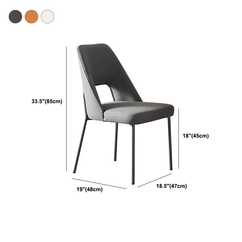 Open Back Side Chair for Home Faux Leather Modern Dining Chair with Black Legs