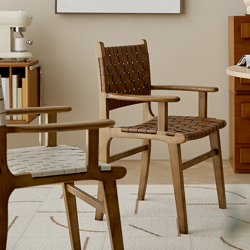 Ash Wood Traditional Dining Chair Open Back Side Chair for Home