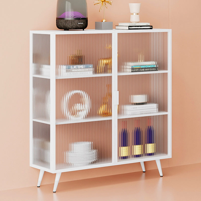 Contemporary Dining Server for Living Room Polished Finish Sideboard with Metal Legs