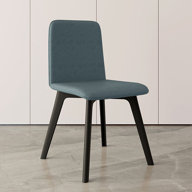 Contemporary Side Chair with Black Wood Legs Matte Finish Solid Back Dining Chair