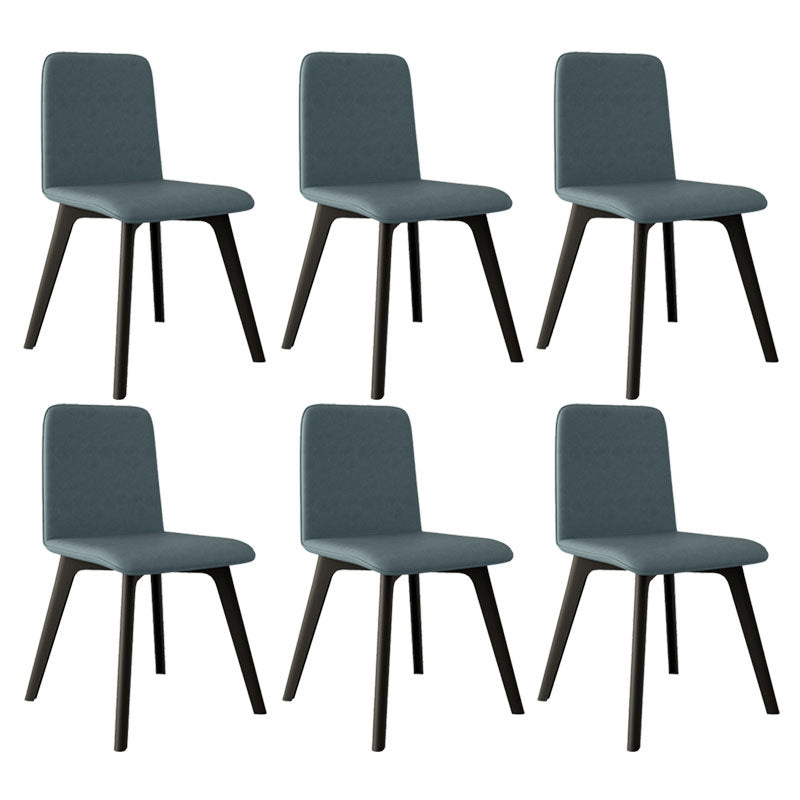 Contemporary Side Chair with Black Wood Legs Matte Finish Solid Back Dining Chair