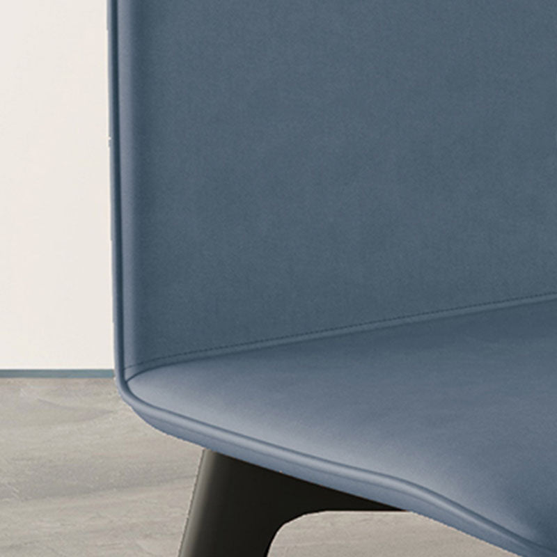 Contemporary Side Chair with Black Wood Legs Matte Finish Solid Back Dining Chair