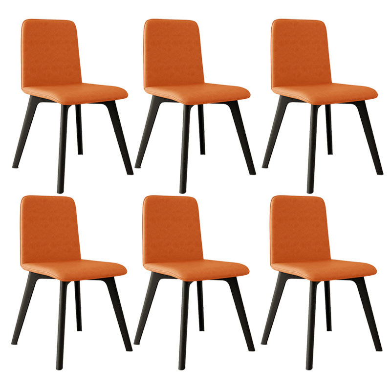 Contemporary Side Chair with Black Wood Legs Matte Finish Solid Back Dining Chair