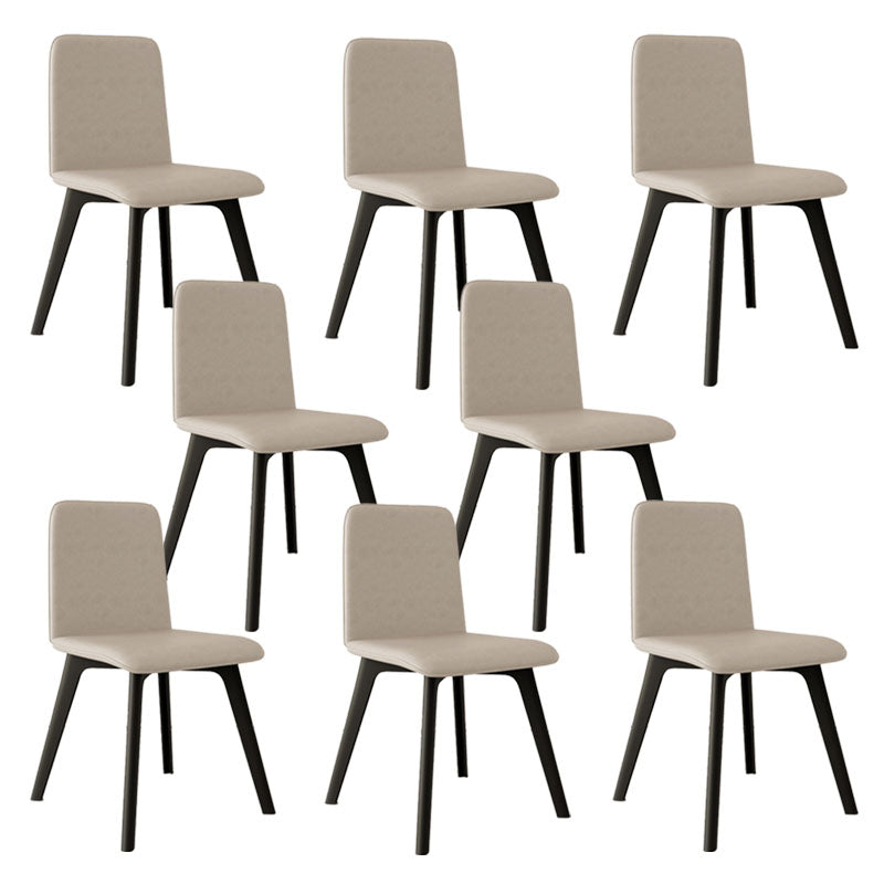 Contemporary Side Chair with Black Wood Legs Matte Finish Solid Back Dining Chair