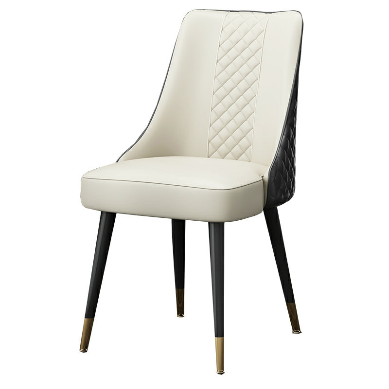Glam Upholstered Dining Side Chair Faux Leather and Wood Side Chair