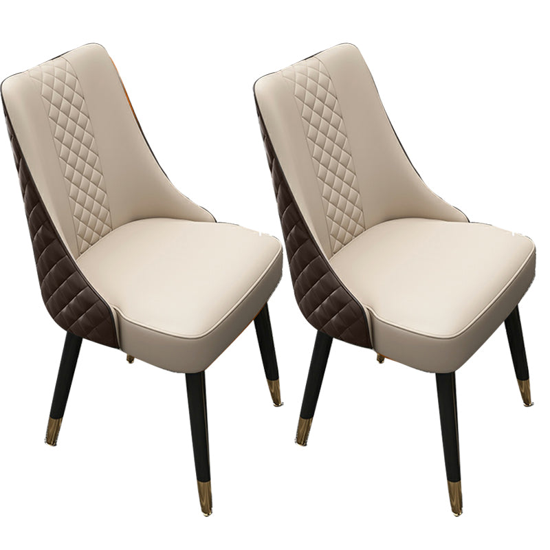 Glam Upholstered Dining Side Chair Faux Leather and Wood Side Chair