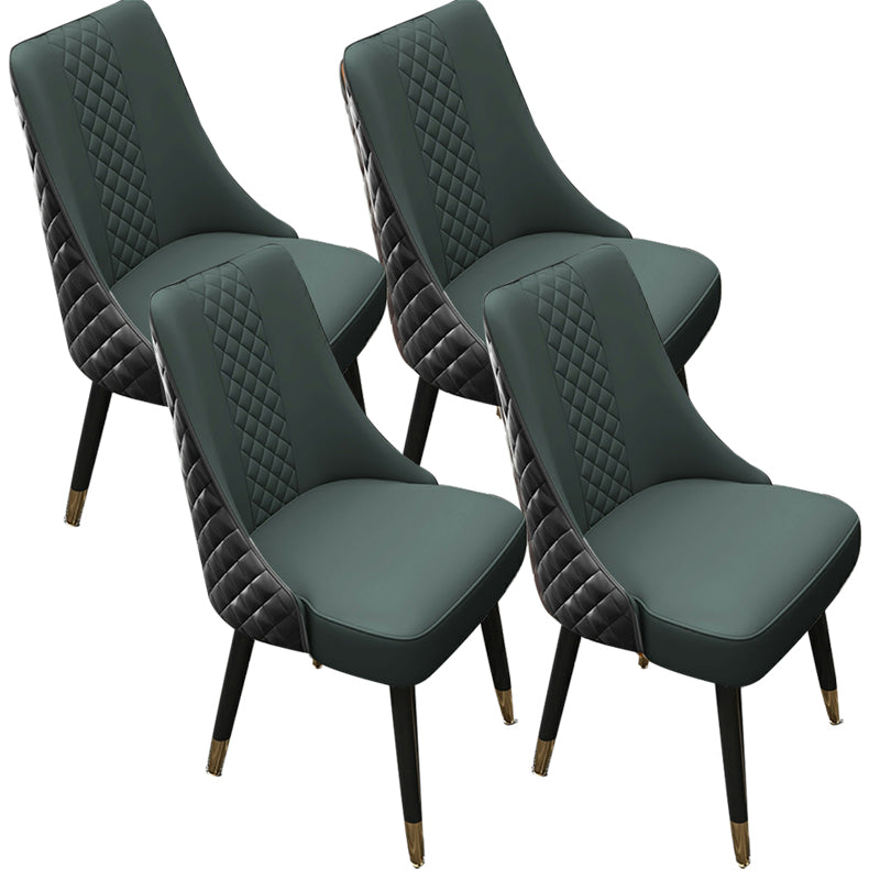 Glam Upholstered Dining Side Chair Faux Leather and Wood Side Chair