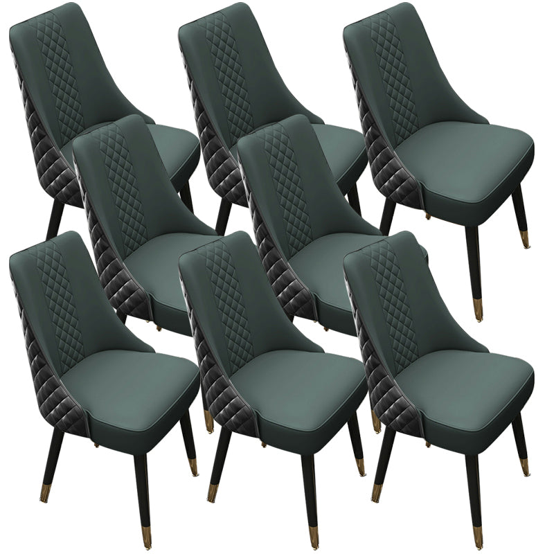 Glam Upholstered Dining Side Chair Faux Leather and Wood Side Chair