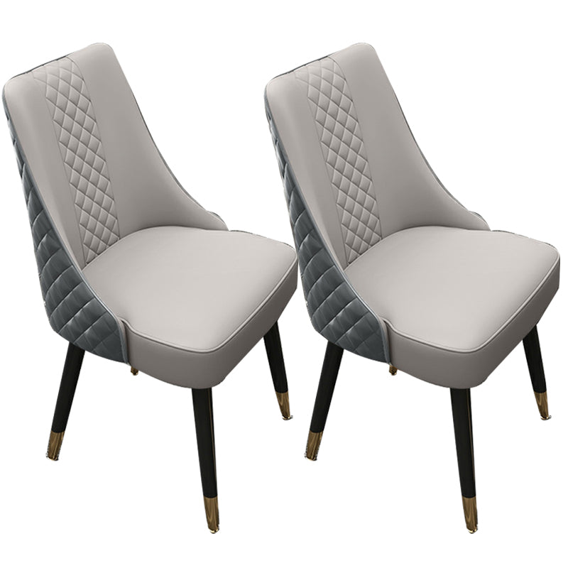 Glam Upholstered Dining Side Chair Faux Leather and Wood Side Chair