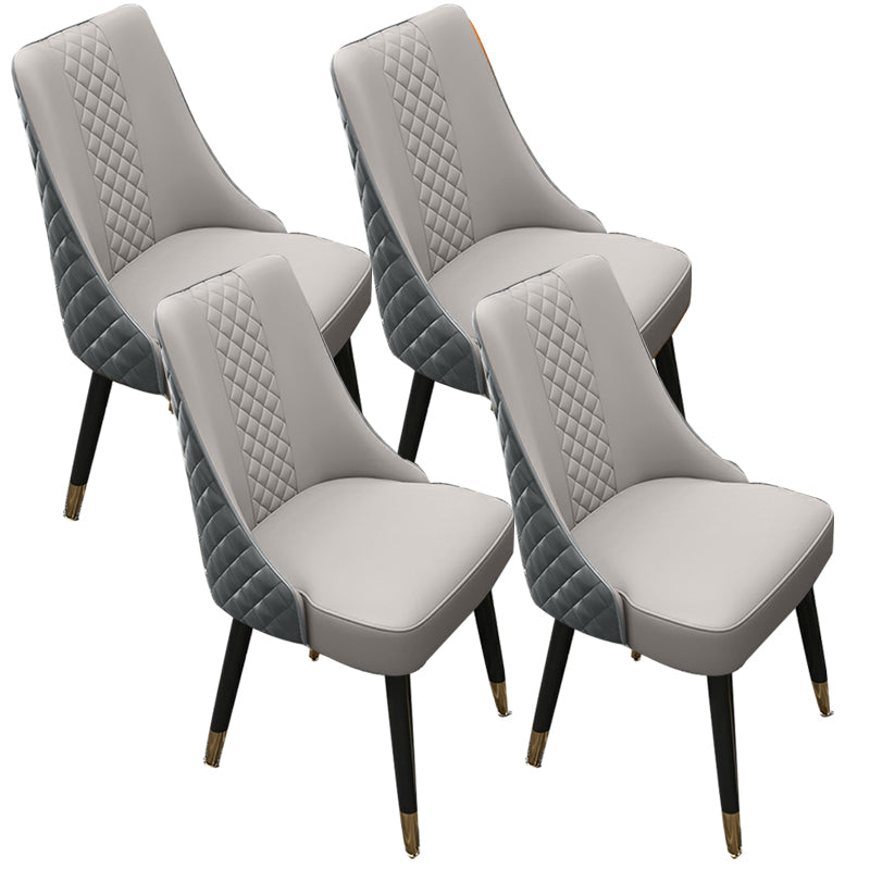 Glam Upholstered Dining Side Chair Faux Leather and Wood Side Chair