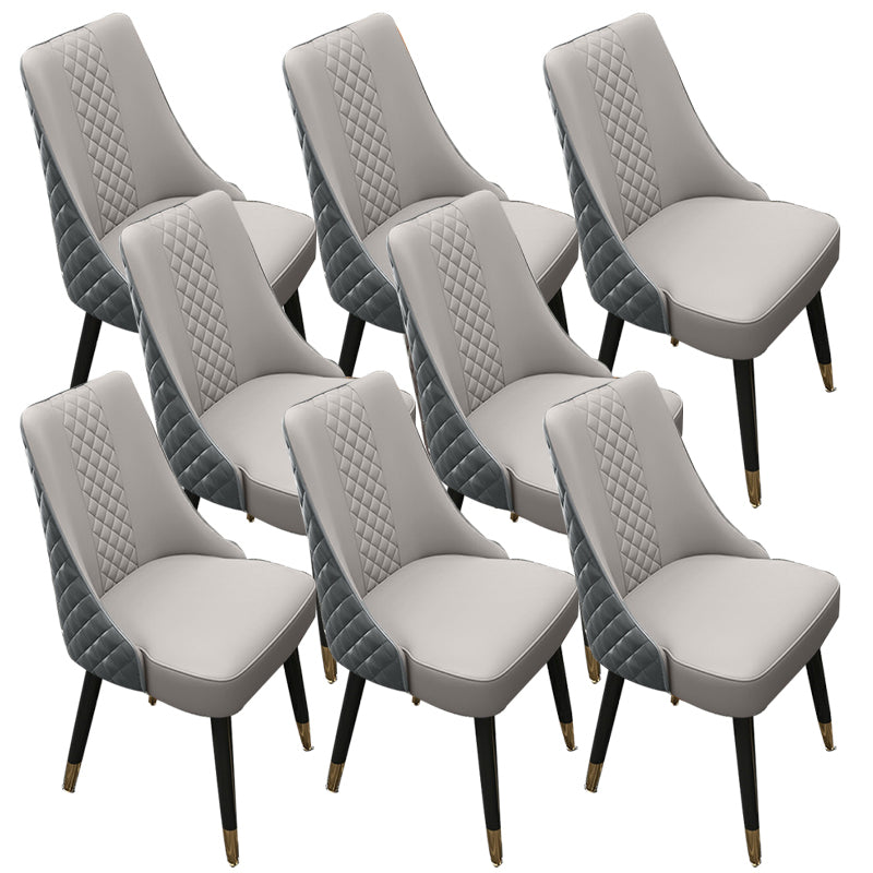 Glam Upholstered Dining Side Chair Faux Leather and Wood Side Chair