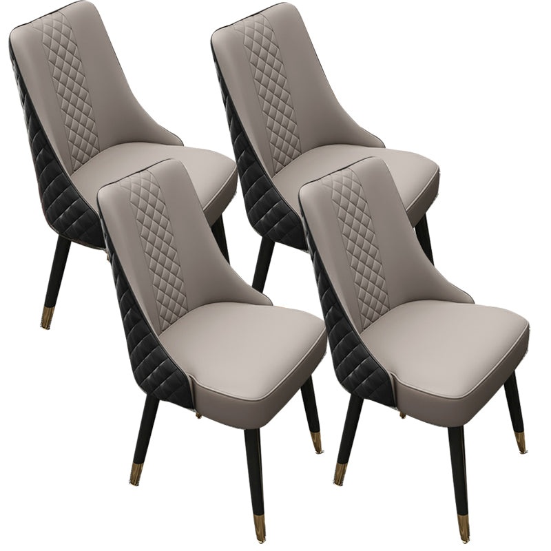 Glam Upholstered Dining Side Chair Faux Leather and Wood Side Chair